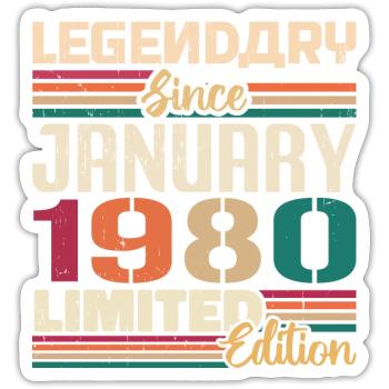 Cadeau d’anniversaire Né en Janvier 1980 - 1980 - Sticker taille S (10 x 10 cm) - blanc mat - Devant