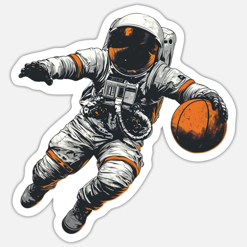 Astronaute de basket-ball Sticker taille S (10 x 10 cm)
