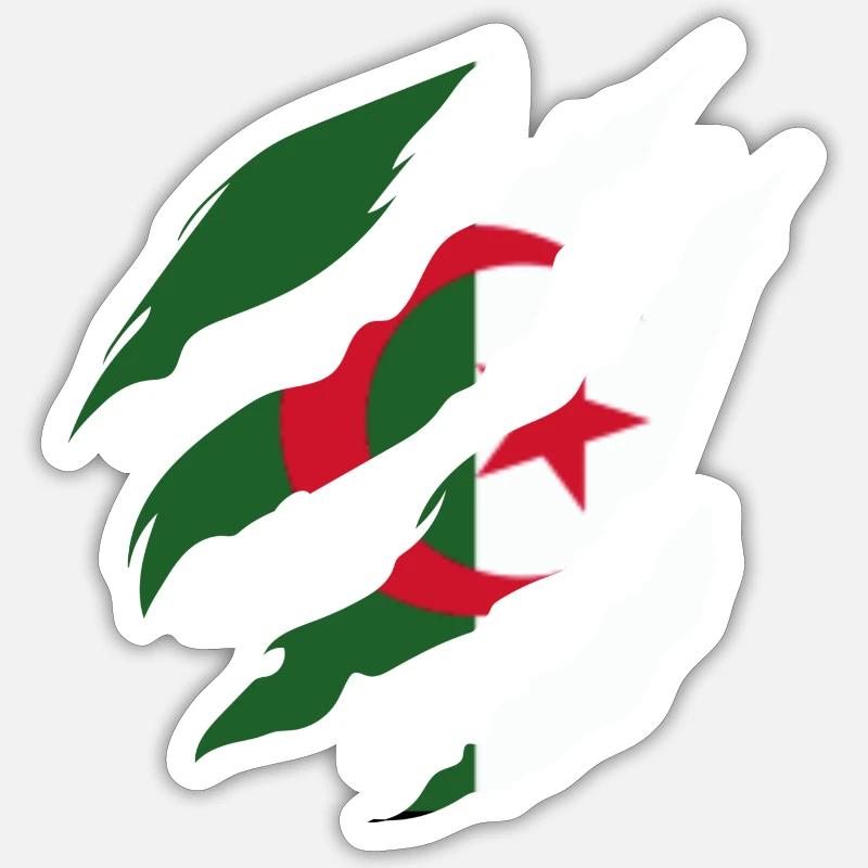 Drapeau Algérie -idée cadeau algérien - Sticker taille S (10 x 10 cm) - blanc mat