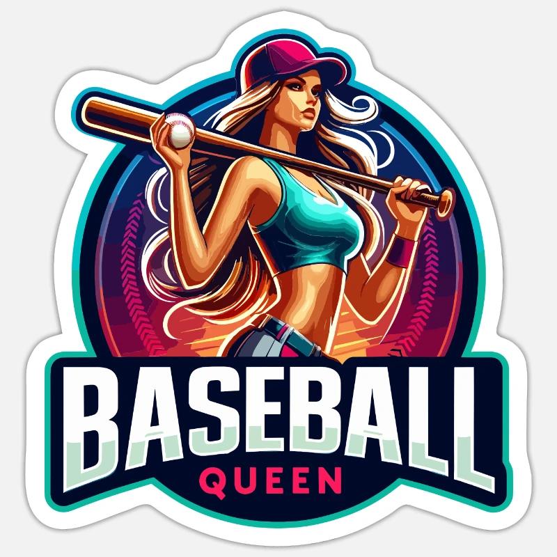 Conception d’athlète féminine Baseball Queen - Sticker taille S (10 x 10 cm) - blanc mat