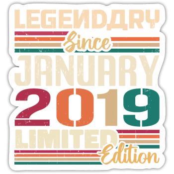 Birthday Gift Born In January 2019 - 2019 - Sticker size S (10 x 10 cm) - white matte - Front