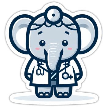 Cute Elephant Doctor - Sticker size S (10 x 10 cm) - white matte - Front