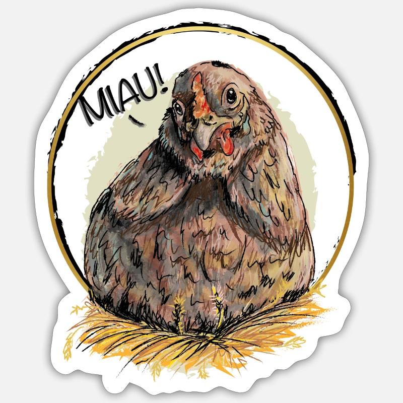 Meowing Easter Chicken - Sticker size S (10 x 10 cm) - white matte