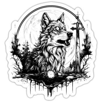 Wolf Tattoo Design - Sticker Größe S (10 x 10 cm) - Mattweiß - Vorne