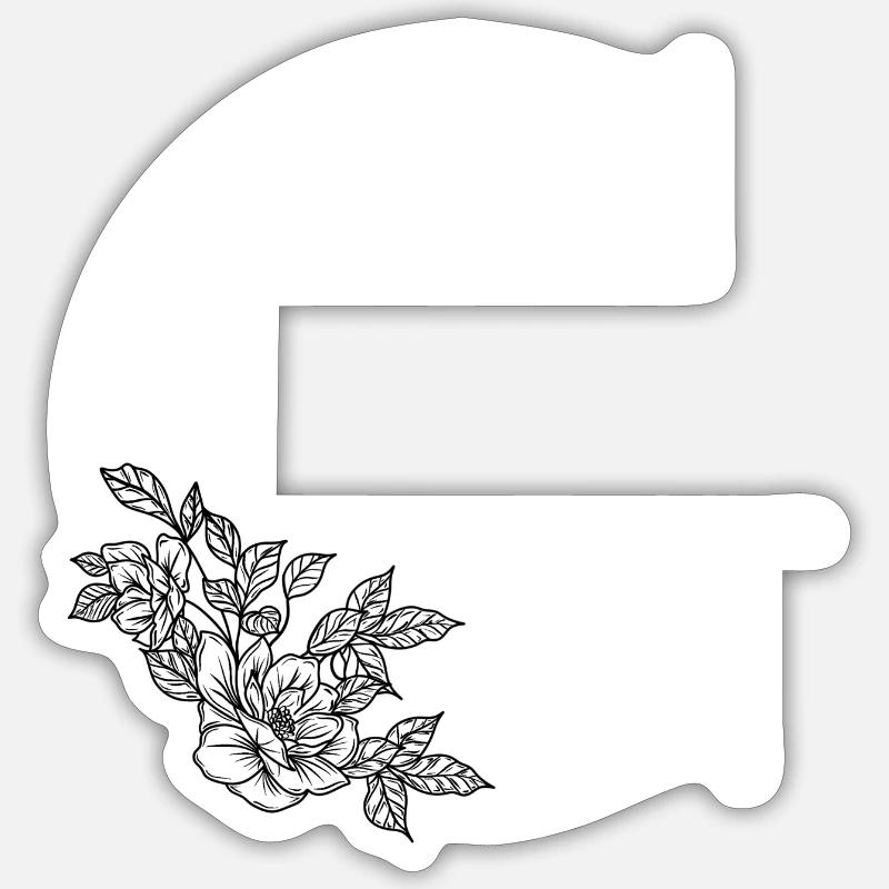 Buchstabe G Blume - Sticker Größe S (10 x 10 cm) - Mattweiß