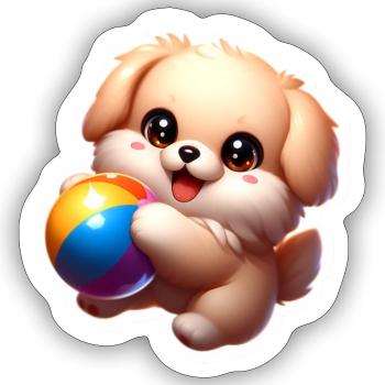 Puppy playing - Sticker Größe S (10 x 10 cm) - Mattweiß - Vorne