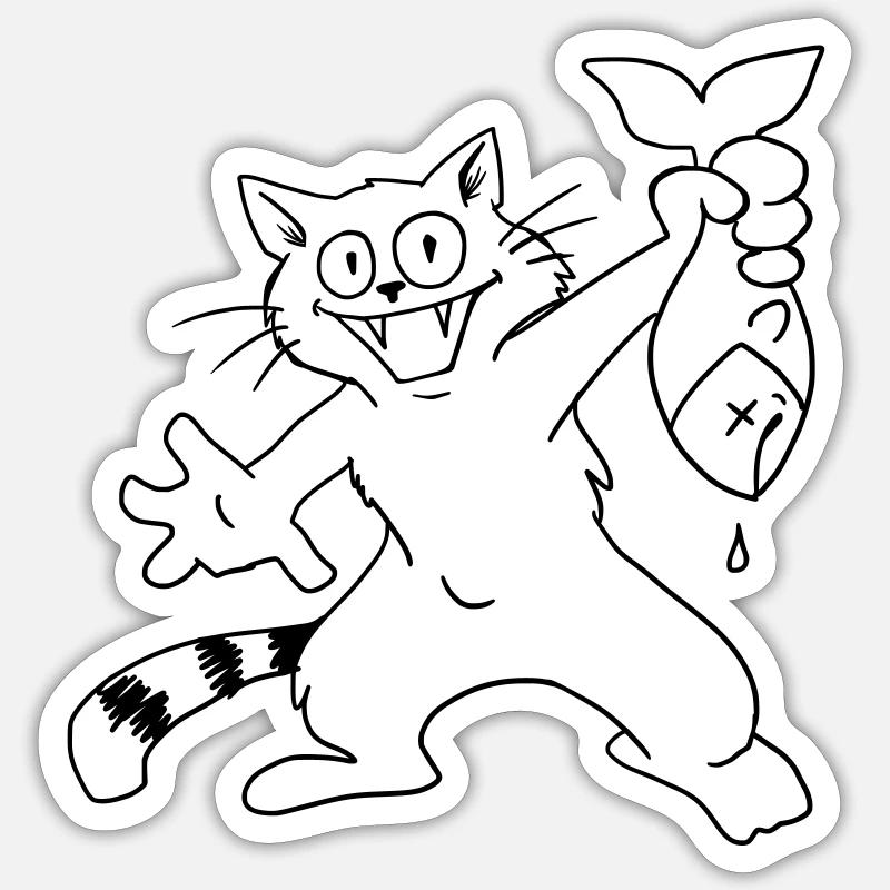 Poisson-chat le poisson-chat Sticker taille S (10 x 10 cm)