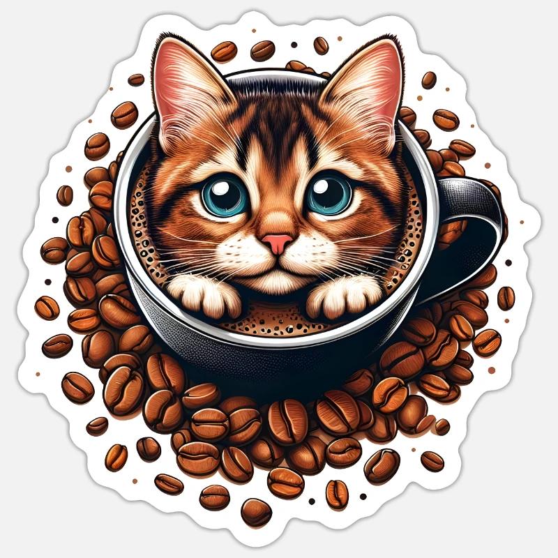 Coffe cat - Sticker size S (10 x 10 cm) - white matte