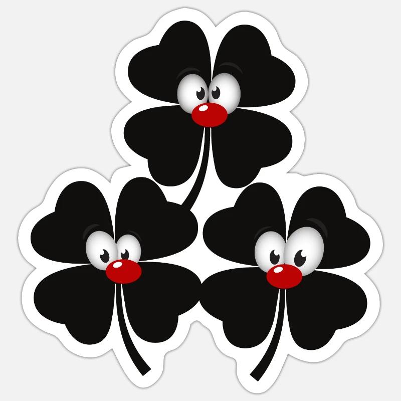 comic schwarze kleeblätter - Sticker Größe S (10 x 10 cm) - Mattweiß