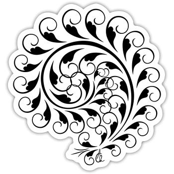 Damask Ornament Snail - Sticker size S (10 x 10 cm) - white matte - Front