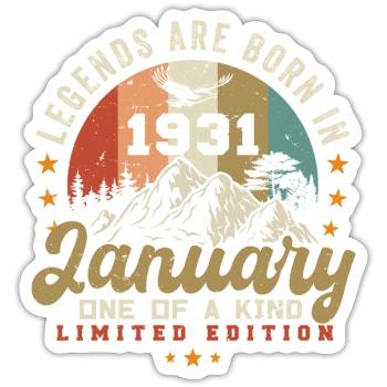 January Vintage 1931 - 93rd Birthday Gift - Sticker size S (10 x 10 cm) - white matte - Front