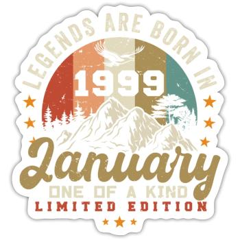 Januar Jahrgang 1999 - 25.Geburtstag Geschenk - Sticker Größe S (10 x 10 cm) - Mattweiß - Vorne