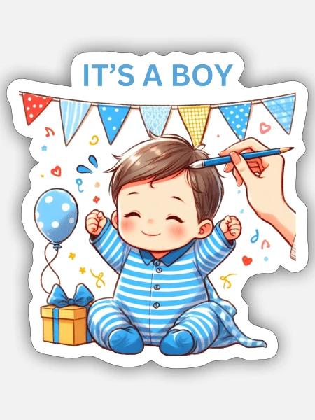 It s a Boy - Sticker Größe S (10 x 10 cm) - Mattweiß