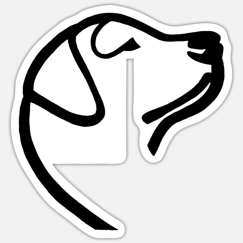 Esquisse du labrador noir - Sticker taille S (10 x 10 cm) - blanc mat