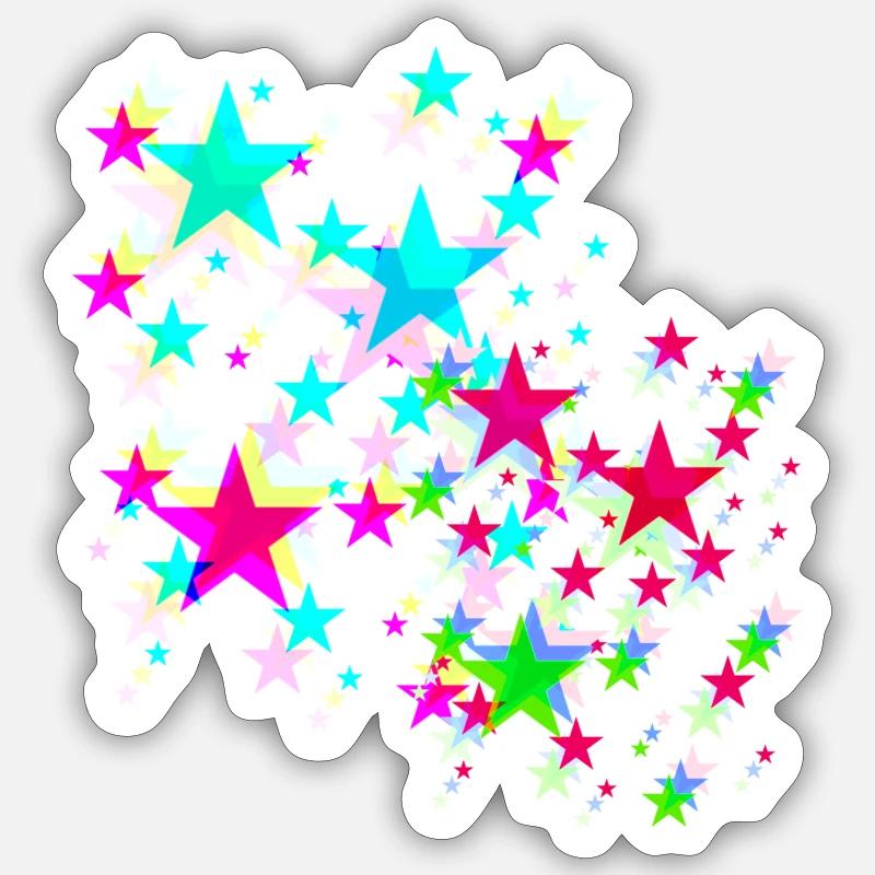 Sterne,stern, bunte Sterne - Sticker Größe S (10 x 10 cm) - Mattweiß