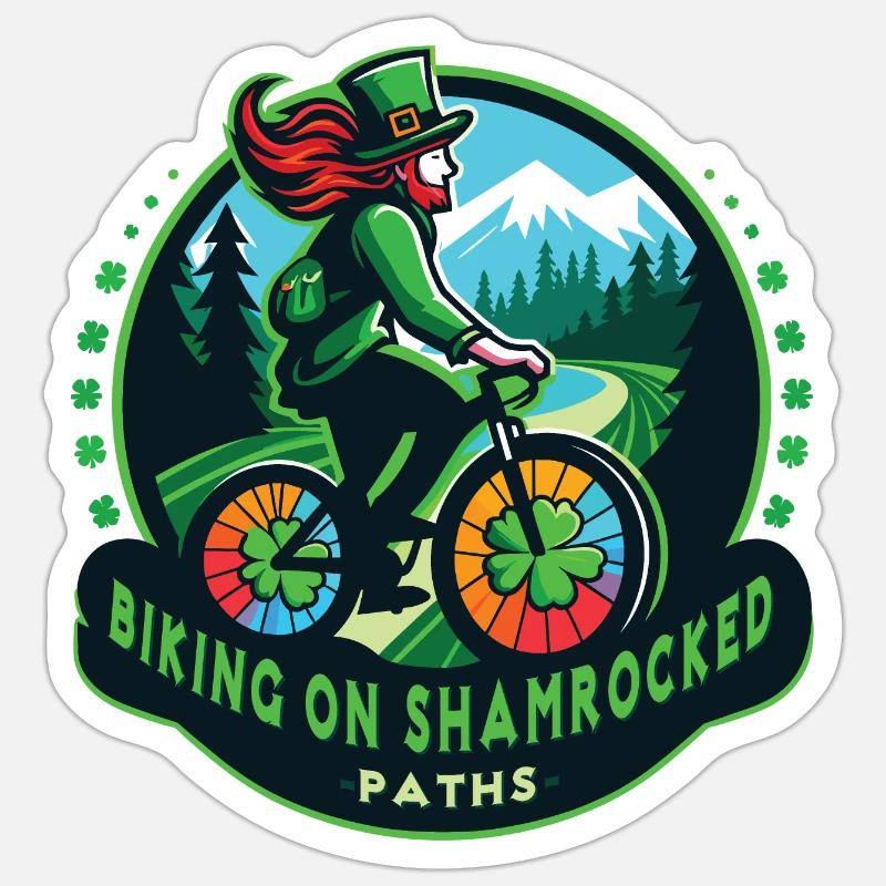 Faire du vélo sur les sentiers dévalés de la Saint-Patrick 24 Sticker taille S (10 x 10 cm)