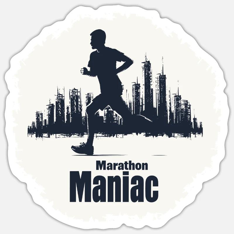 Cityscape Marathon Runner - Sticker size S (10 x 10 cm) - white matte
