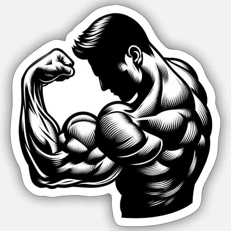 Flexing Biceps - Sticker Größe S (10 x 10 cm) - Mattweiß