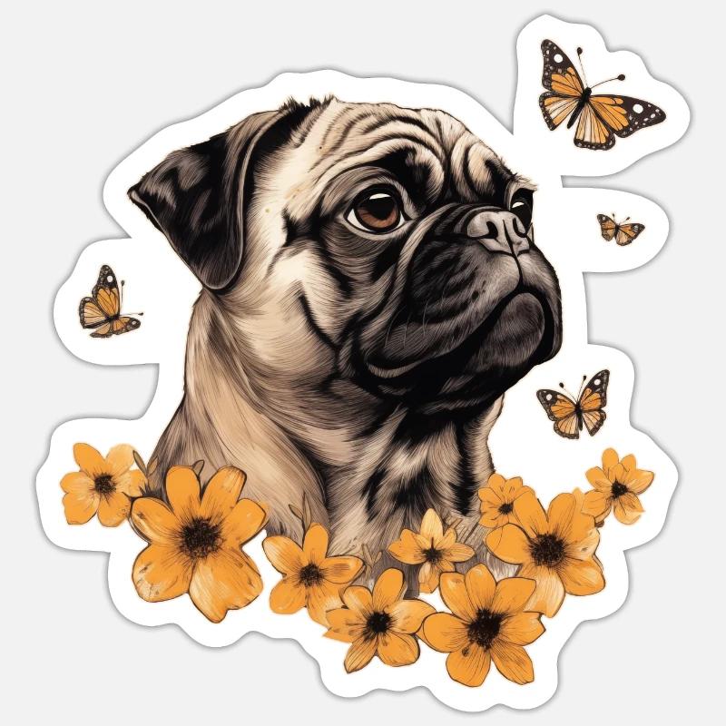 Mops Sticker Größe S (10 x 10 cm)