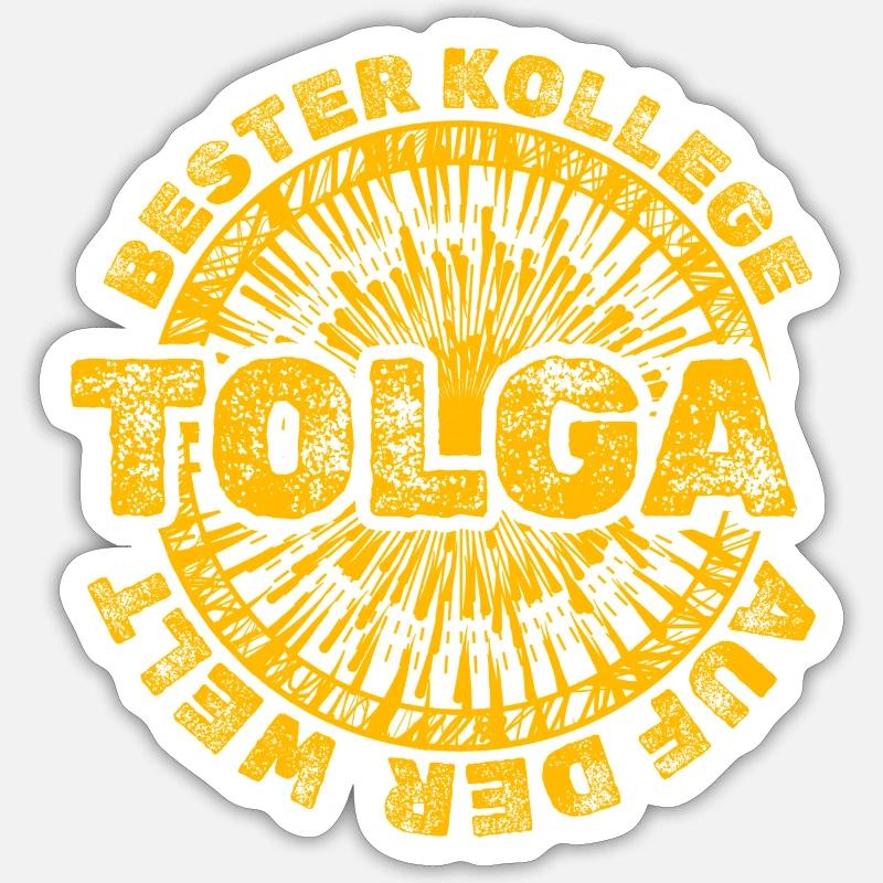 Tolga as work - Sticker size S (10 x 10 cm) - white matte