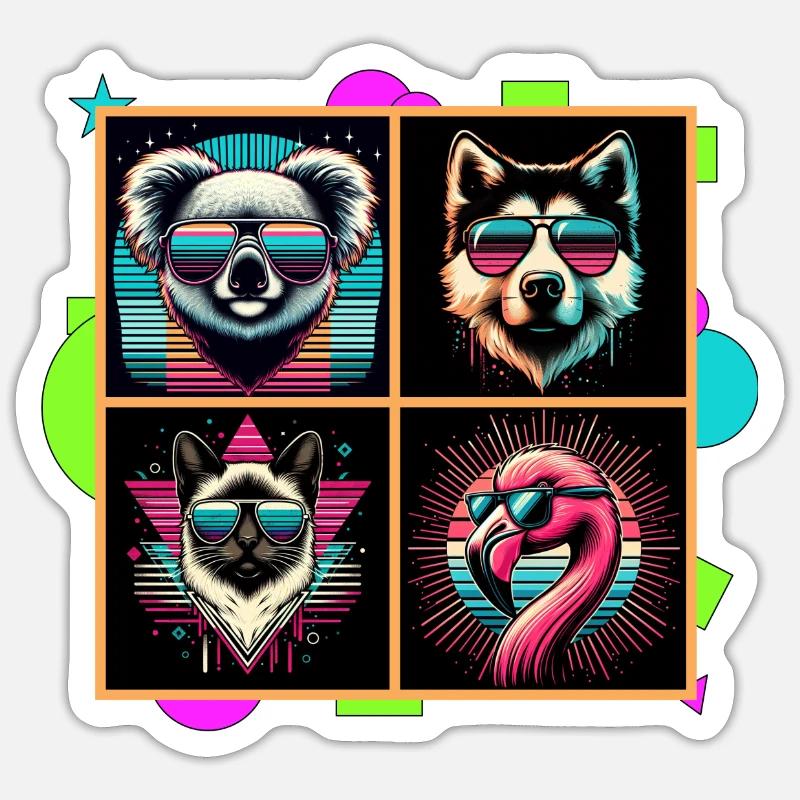 Spectacled Animals - Sticker size S (10 x 10 cm) - white matte