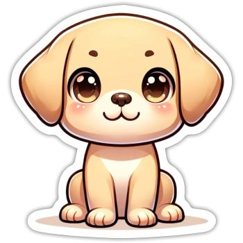 Digitale Illustration eines niedlichen Labrador-Hundes - Sticker Größe S (10 x 10 cm) - Mattweiß - Vorne
