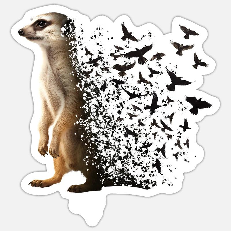 Suricate - Sticker taille S (10 x 10 cm) - blanc mat