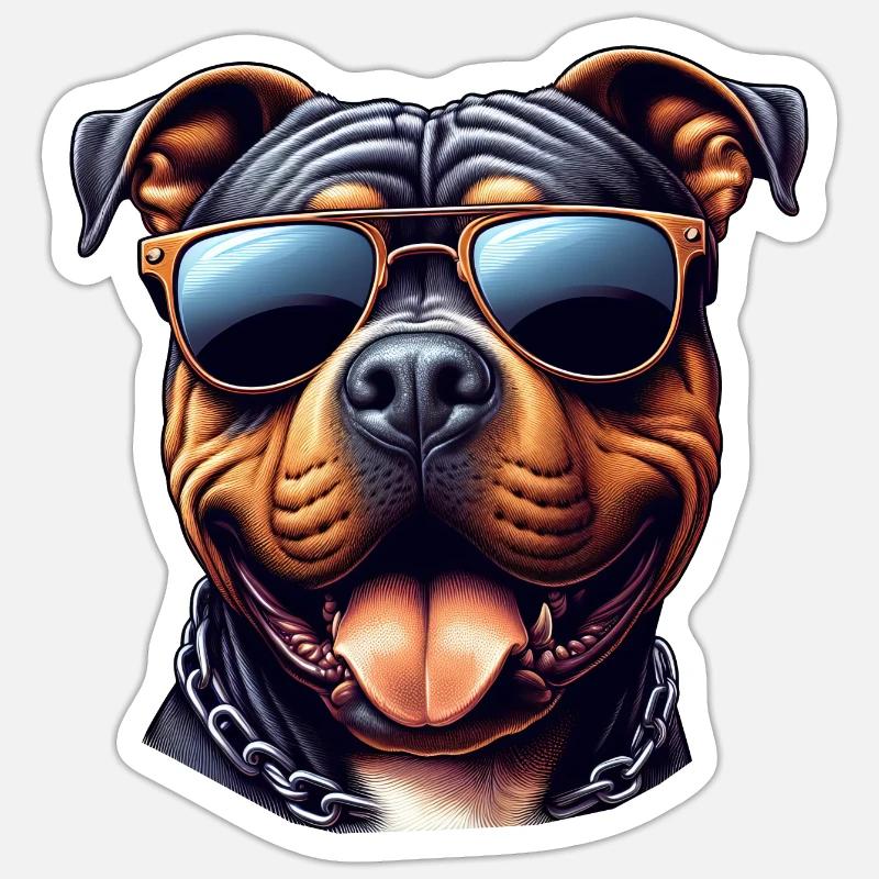 Pitbull Wearing Sunglasses - Sticker size S (10 x 10 cm) - white matte