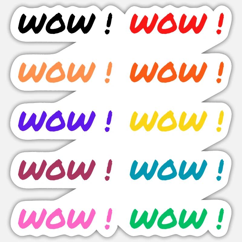 Wow Text bunte Aufkleber Sammlung Sticker Größe S (10 x 10 cm)