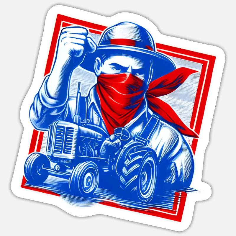 Wütender Bauer Frankreich - Sticker Größe S (10 x 10 cm) - Mattweiß