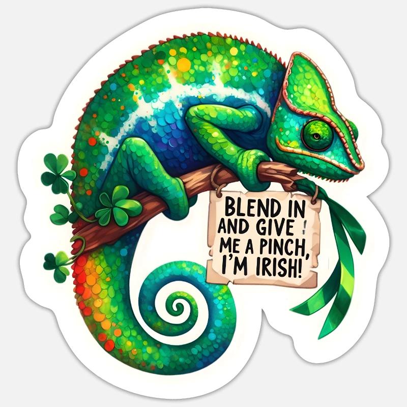 Gib mir eine Prise, ich bin ein irisches Chamäleon Sticker Größe S (10 x 10 cm)