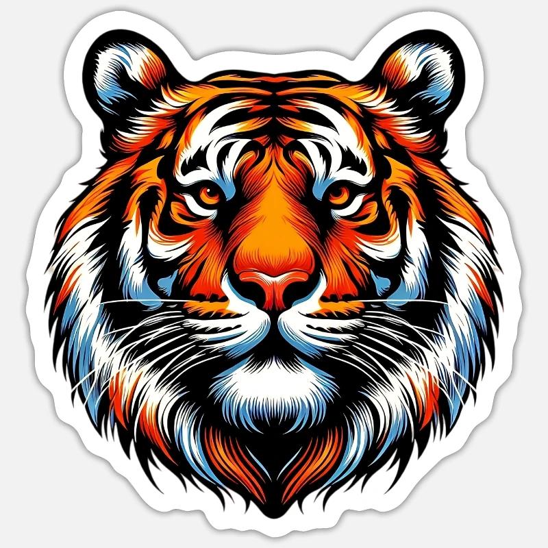 Tiger - Sticker Größe S (10 x 10 cm) - Mattweiß