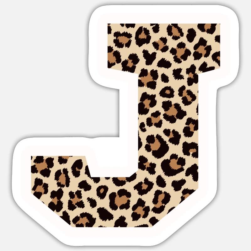 Buchstabe J Leopardenmuster - Geschenkidee zum Geburtstag - Sticker Größe S (10 x 10 cm) - Mattweiß