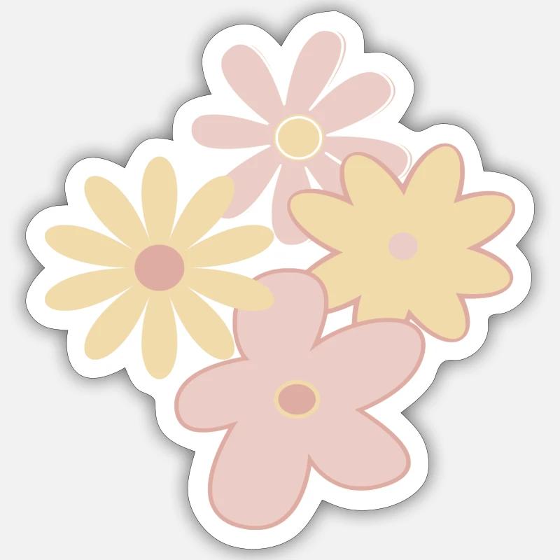 Drawn Flowers - Sticker size S (10 x 10 cm) - white matte