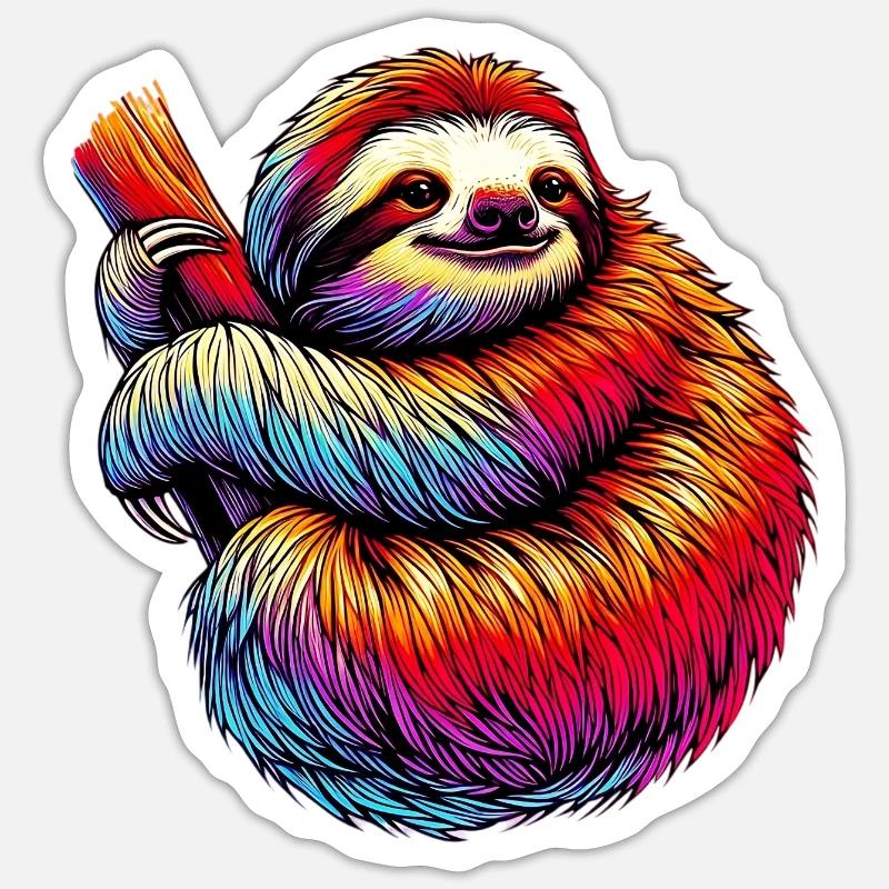 Faultier - Sticker Größe S (10 x 10 cm) - Mattweiß