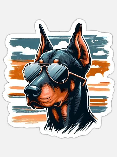Dobermann Der Polizeihund - Sticker Größe S (10 x 10 cm) - Mattweiß