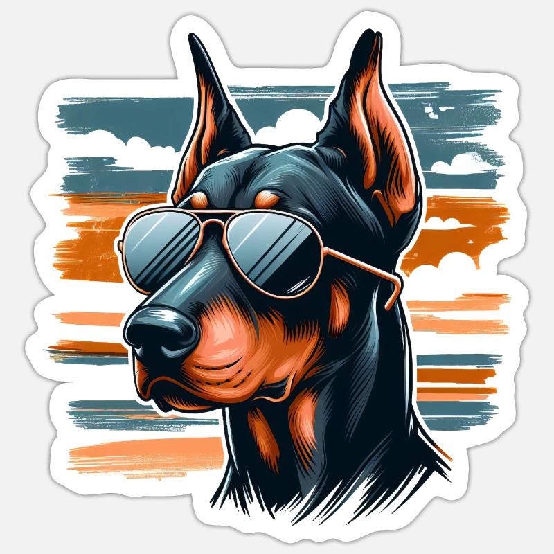Dobermann Der Polizeihund Sticker Größe S (10 x 10 cm)