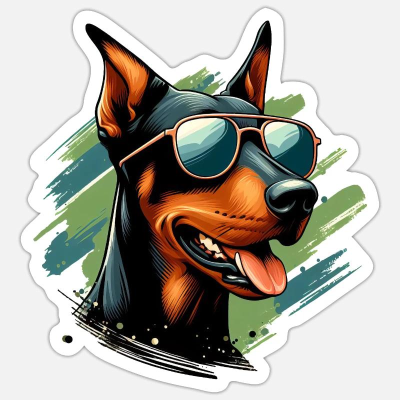 Dobermann Das Modell - Sticker Größe S (10 x 10 cm) - Mattweiß