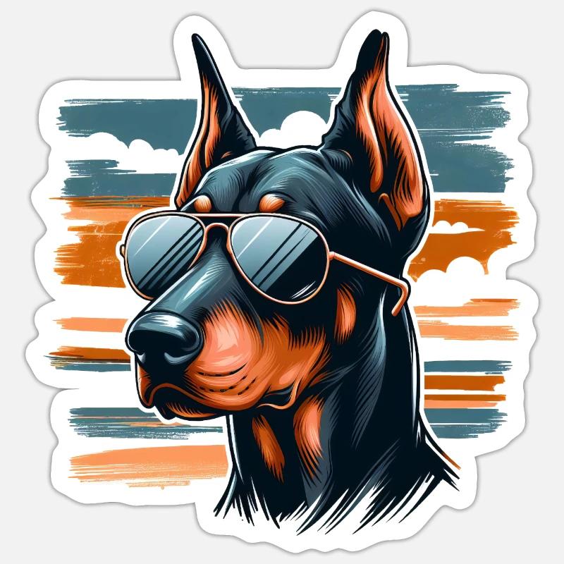 Dobermann Le garde du corps Sticker taille S (10 x 10 cm)