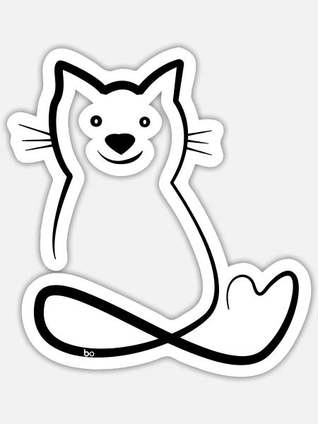 Katze/Cat Love Bo-Grafik - Sticker Größe S (10 x 10 cm) - Mattweiß