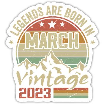 Les Légendes Sont Nées En Mars 2023 Cadeau Vintage - Sticker taille S (10 x 10 cm) - blanc mat - Devant