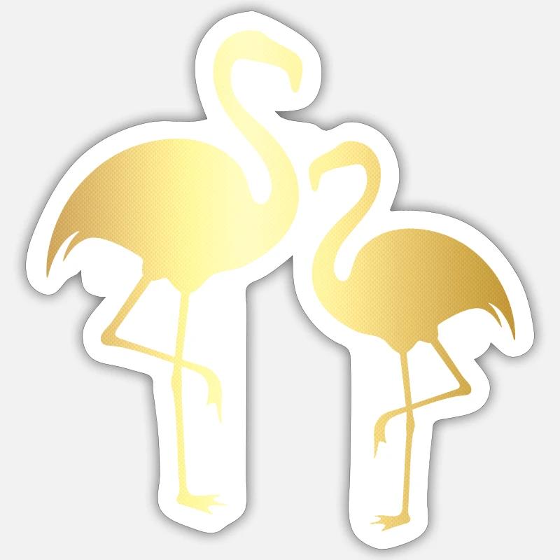 Flamingo doré - Sticker taille S (10 x 10 cm) - blanc mat