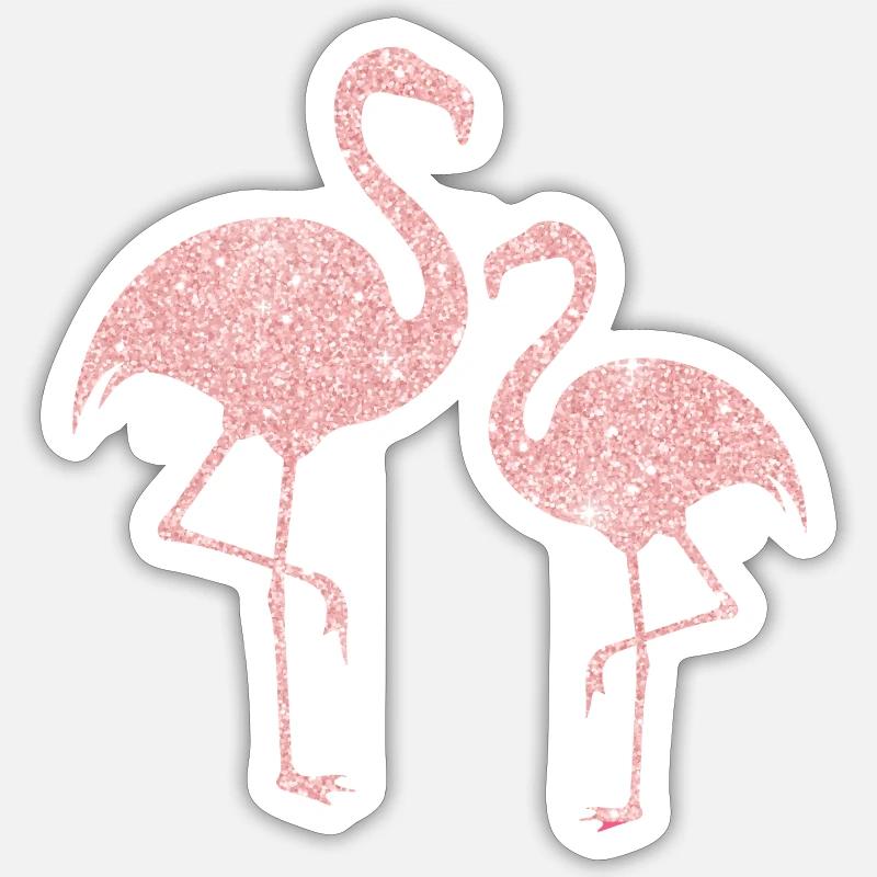 Flamingo rose glitter Sticker taille S (10 x 10 cm)