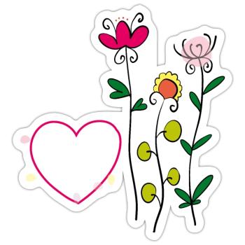 Flowers with a heart - Sticker size S (10 x 10 cm) - white matte - Front