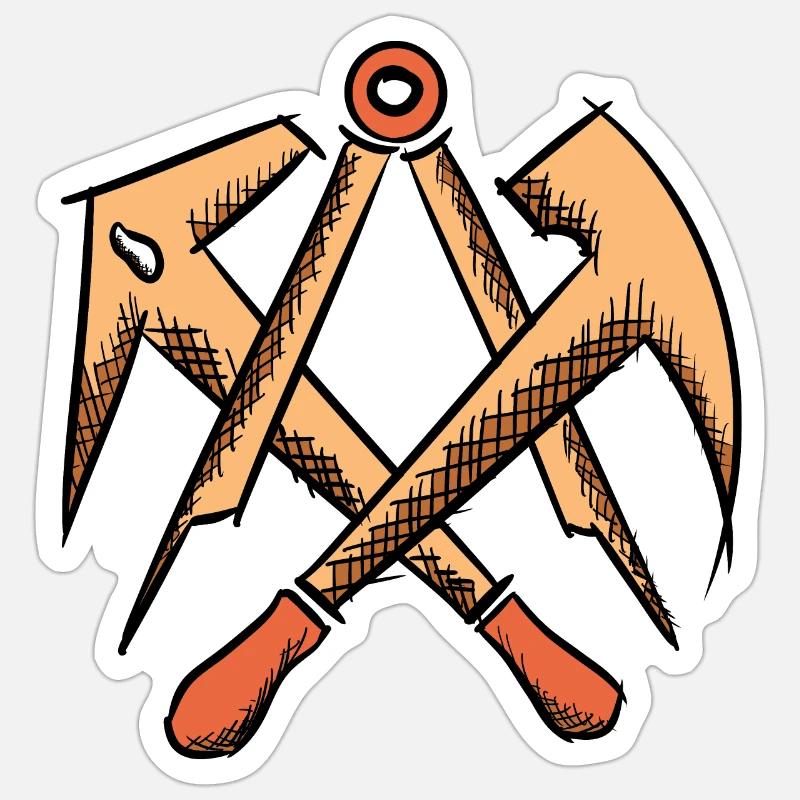 Signe de guilde de couvreur, dessiné à la main. Dessin Sticker taille S (10 x 10 cm)