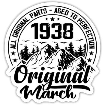 1938 March Original: 86 Years Anniversary Gift - Sticker size S (10 x 10 cm) - white matte - Front