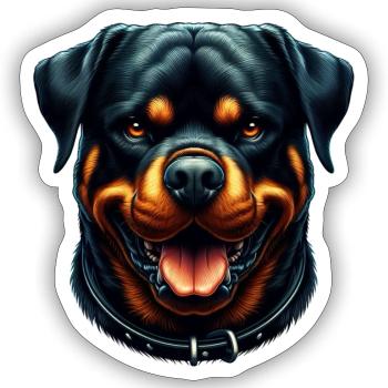 Ein friedlicher Rottweiler - Sticker Größe S (10 x 10 cm) - Mattweiß - Vorne