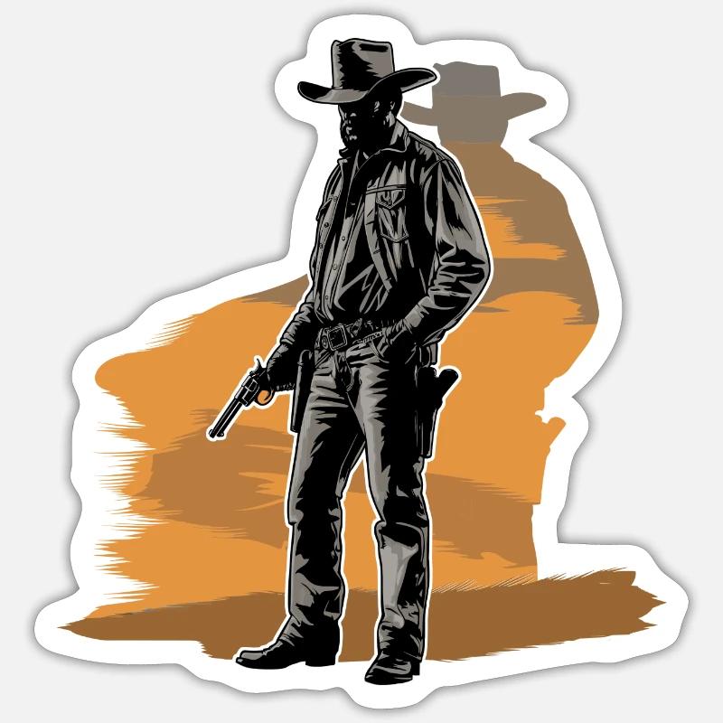 Westernschießen Cowboy - Sticker Größe S (10 x 10 cm) - Mattweiß