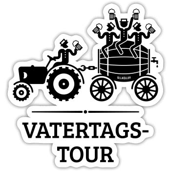 Vatertagstour Trecker Bierfass (Vatertag / Black) - Sticker Größe S (10 x 10 cm) - Mattweiß - Vorne