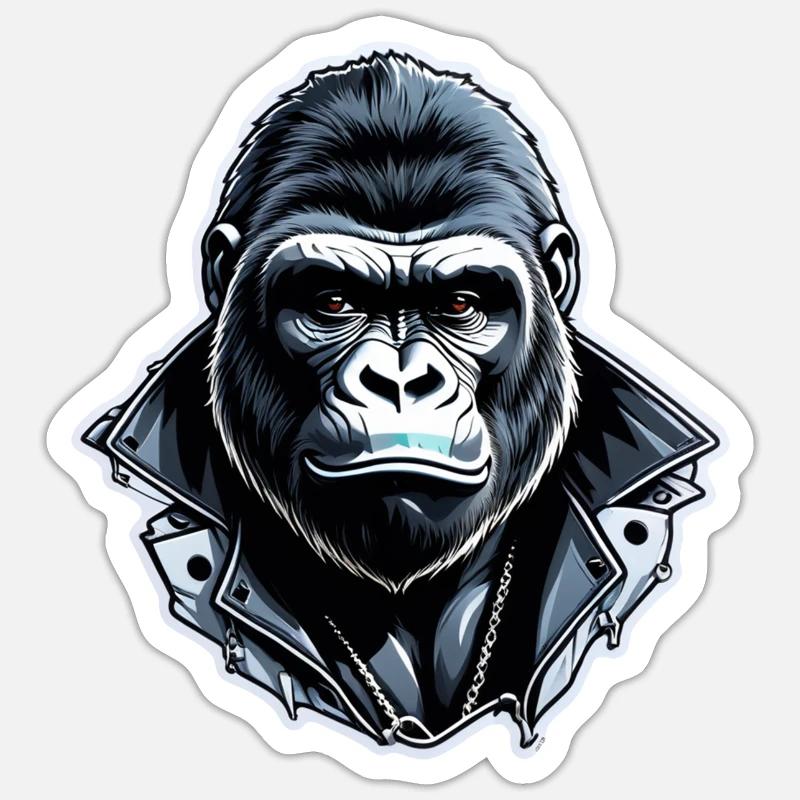 Gorilla with Gold Chain Sticker size S (10 x 10 cm)